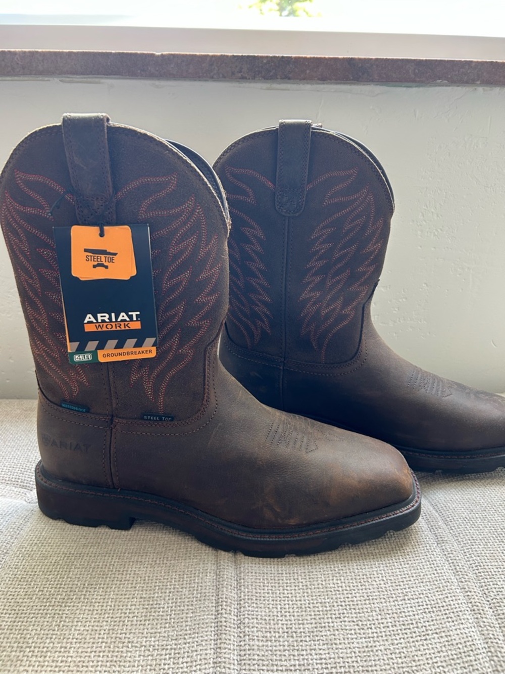 Ariat Brown Leather Steel Toe Cowboy Boots